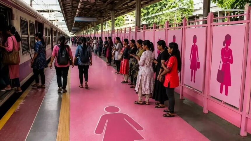 मुंबई लोकलच्या महिला प्रवाशांसाठी खूशखबर! स्थानकांवर आता दिसणार ‘पिंक स्टॉपिंग पॉइंट’