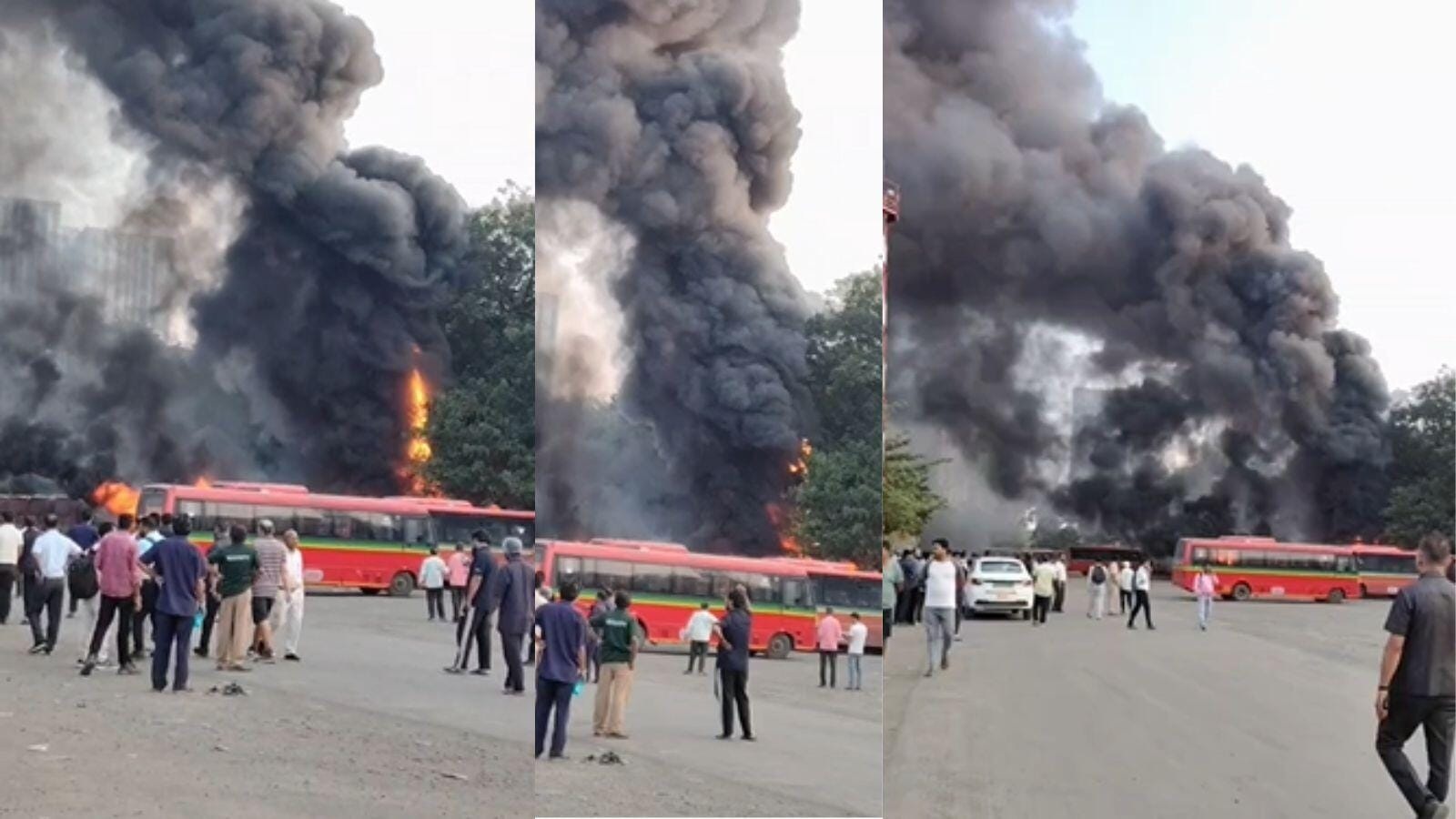 मुंबईच्या आणिक डेपोमध्ये भीषण आग, १० वातानुकूलित (AC) बस जळून खाक