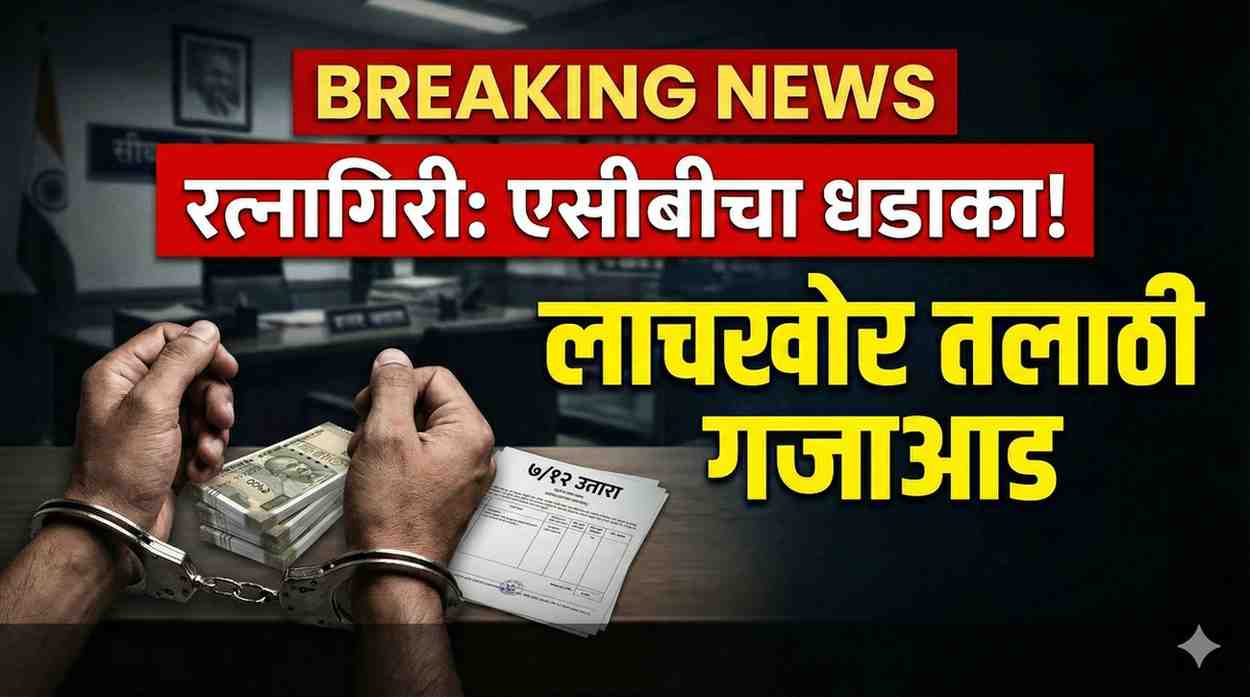 रत्नागिरीत लाचखोर तलाठ्याला रंगेहात अटक; ७/१२ उताऱ्यावर नाव लावण्यासाठी स्वीकारली १० हजारांची लाच